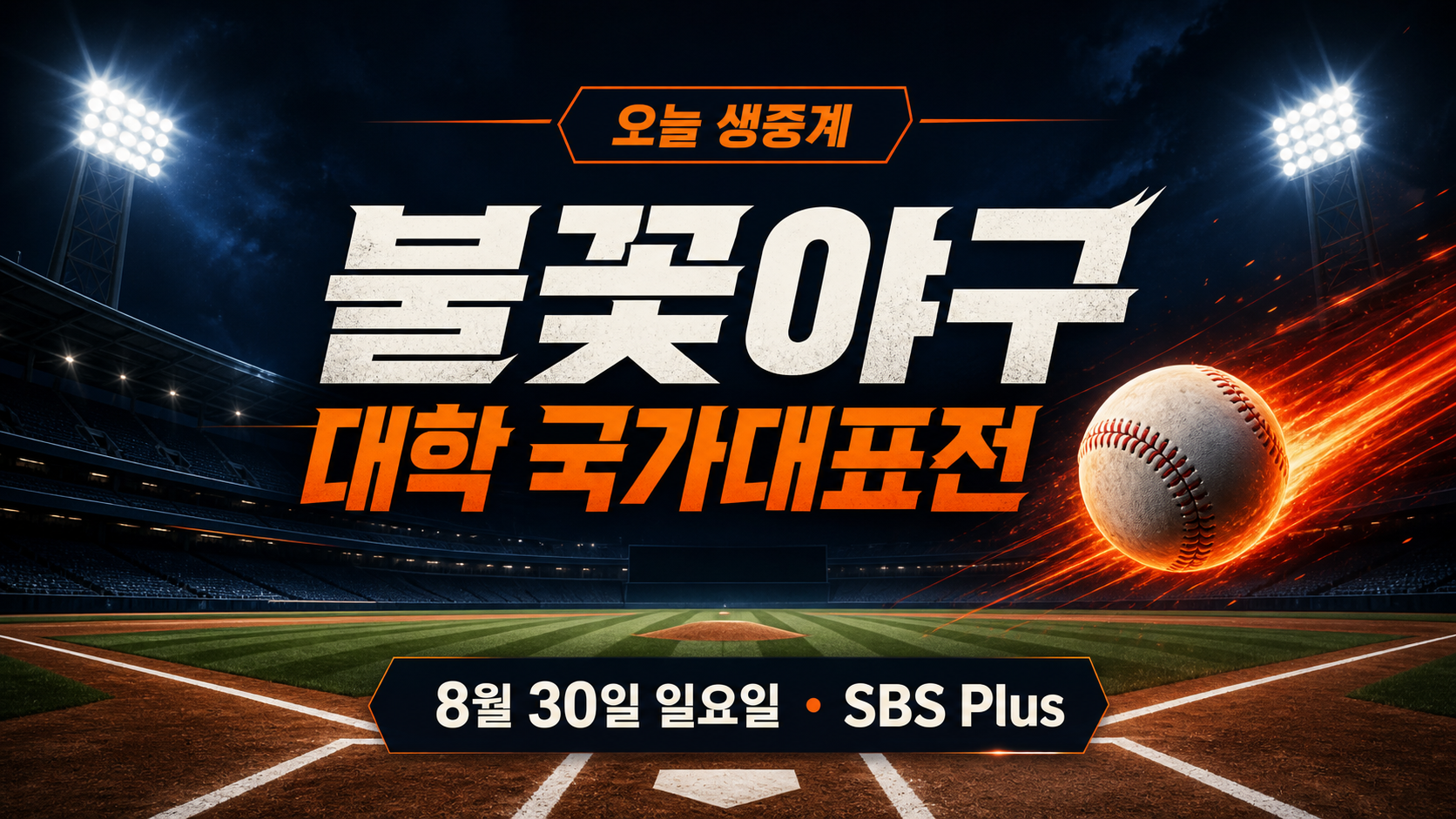 불꽃야구 대학 국가대표전 재방송·SBS Plus 시청 안내|8월 30일 경기 관련 이미지