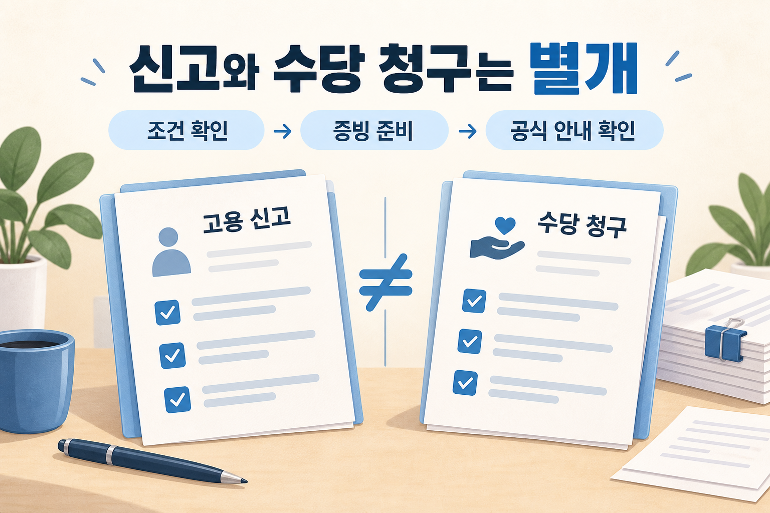 취업사실 신고와 조기재취업수당 청구는 따로 준비합니다
